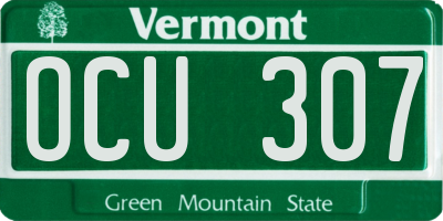 VT license plate OCU307