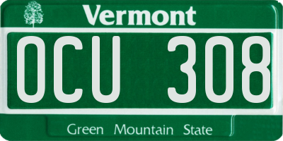 VT license plate OCU308