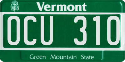 VT license plate OCU310