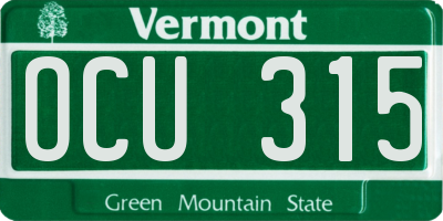 VT license plate OCU315