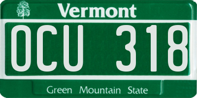 VT license plate OCU318