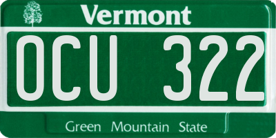VT license plate OCU322