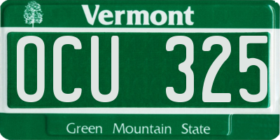 VT license plate OCU325