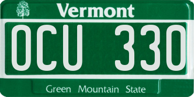 VT license plate OCU330