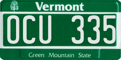 VT license plate OCU335