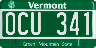 VT license plate OCU341
