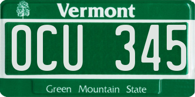 VT license plate OCU345