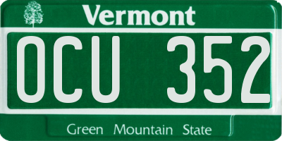 VT license plate OCU352