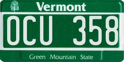 VT license plate OCU358