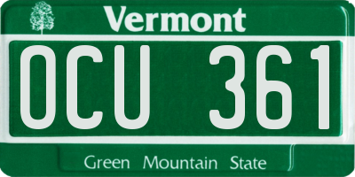 VT license plate OCU361