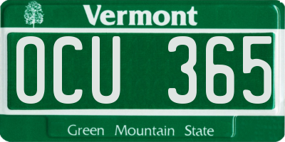 VT license plate OCU365
