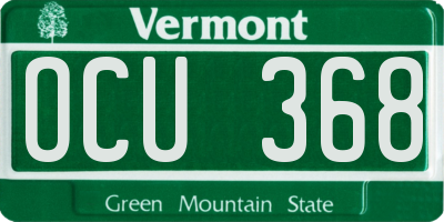 VT license plate OCU368