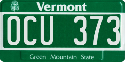 VT license plate OCU373