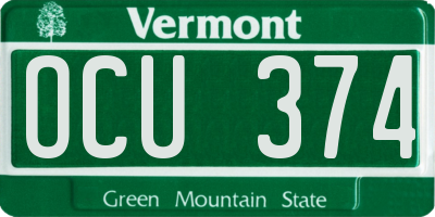 VT license plate OCU374