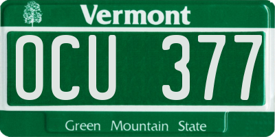 VT license plate OCU377