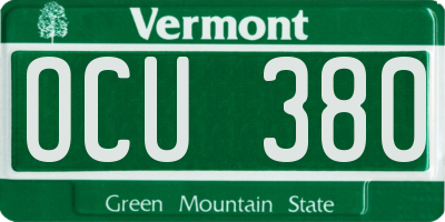 VT license plate OCU380