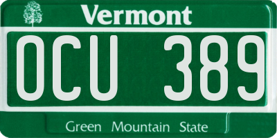 VT license plate OCU389