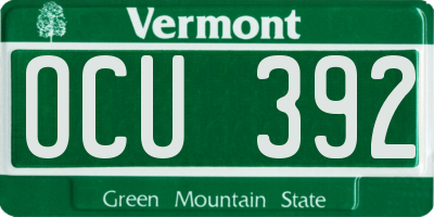 VT license plate OCU392