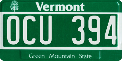 VT license plate OCU394