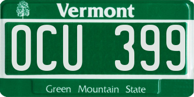 VT license plate OCU399