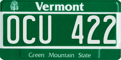 VT license plate OCU422