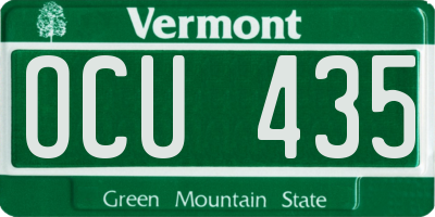 VT license plate OCU435