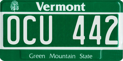VT license plate OCU442