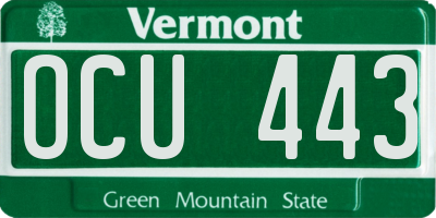 VT license plate OCU443
