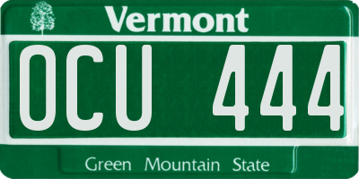 VT license plate OCU444