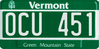 VT license plate OCU451
