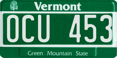 VT license plate OCU453