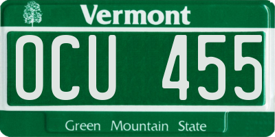 VT license plate OCU455