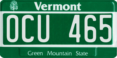 VT license plate OCU465