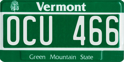 VT license plate OCU466