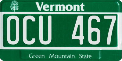 VT license plate OCU467