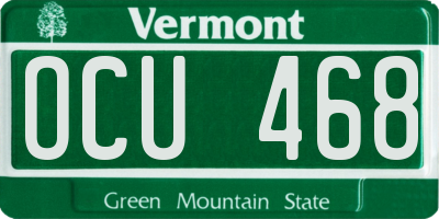 VT license plate OCU468