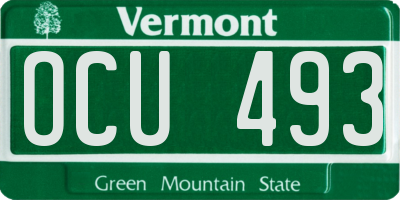 VT license plate OCU493