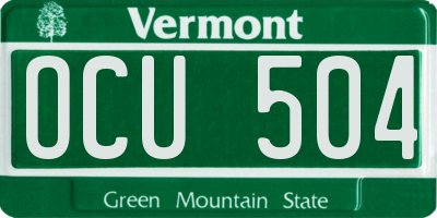 VT license plate OCU504