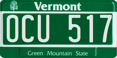 VT license plate OCU517