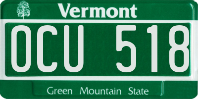 VT license plate OCU518