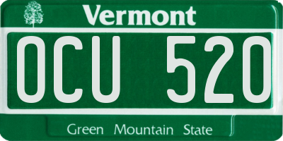 VT license plate OCU520