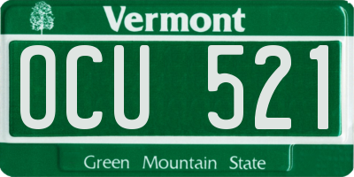 VT license plate OCU521