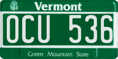 VT license plate OCU536