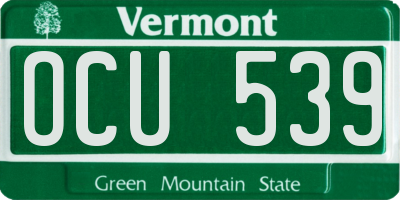 VT license plate OCU539