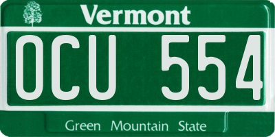 VT license plate OCU554
