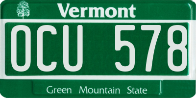 VT license plate OCU578
