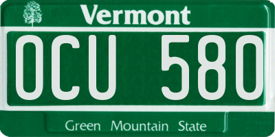 VT license plate OCU580