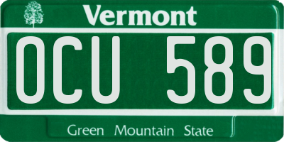 VT license plate OCU589