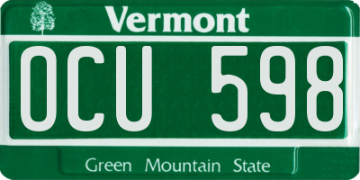 VT license plate OCU598