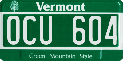 VT license plate OCU604